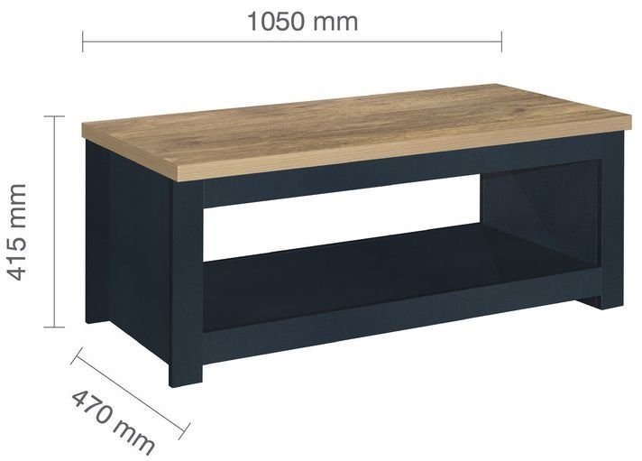 Product photograph of Highgate Blue And Oak Effect 105cm Coffee Table from Choice Furniture Superstore.