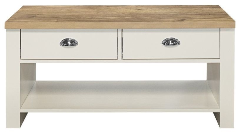 Product photograph of Highgate Cream 2 Drawer Coffee Table from Choice Furniture Superstore.