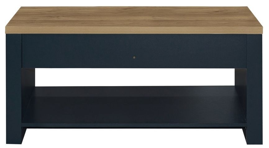 Product photograph of Highgate Blue And Oak Effect Coffee Table - 2 Drawers from Choice Furniture Superstore.