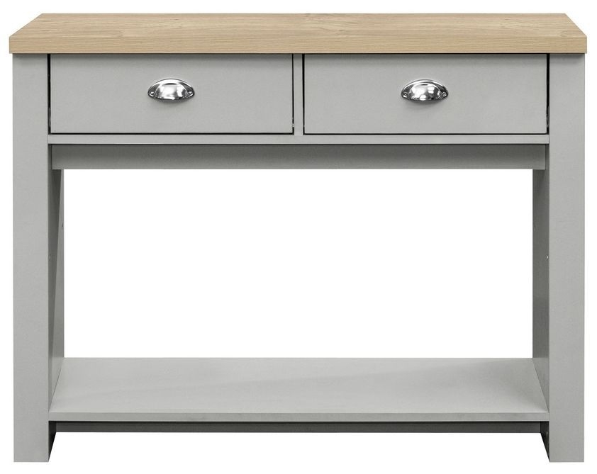 Product photograph of Highgate Grey And Oak Effect Console Table - 2 Drawers from Choice Furniture Superstore.