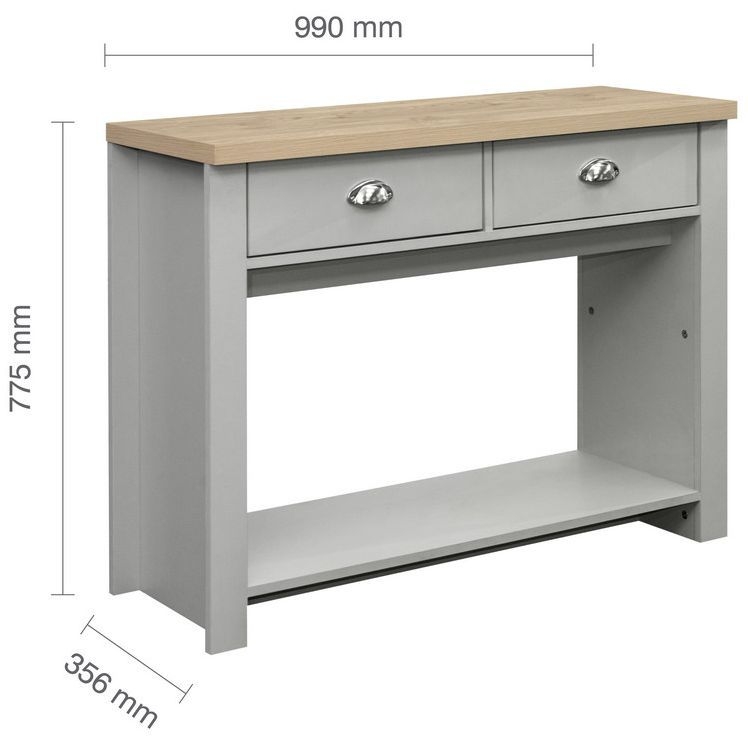 Product photograph of Highgate Grey And Oak Effect Console Table - 2 Drawers from Choice Furniture Superstore.