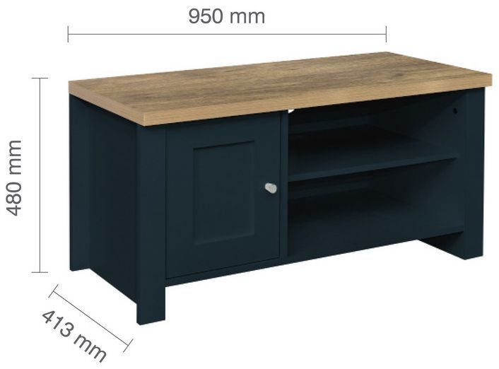 Product photograph of Highgate Blue And Oak Effect Tv Unit - 1 Door from Choice Furniture Superstore.