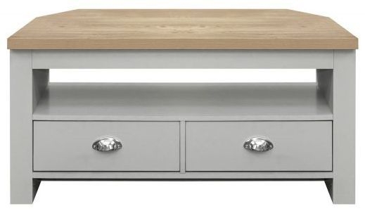 Product photograph of Highgate Grey And Oak Effect Corner Tv Unit - 2 Drawers from Choice Furniture Superstore.