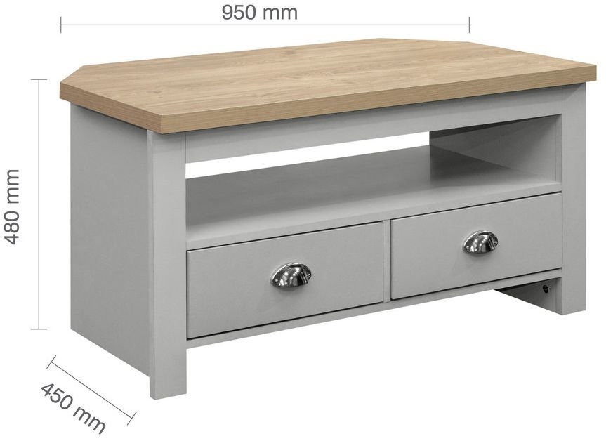 Product photograph of Highgate Grey And Oak Effect Corner Tv Unit - 2 Drawers from Choice Furniture Superstore.