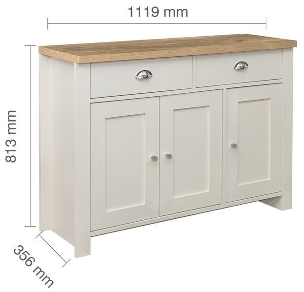 Product photograph of Birlea Highgate Painted 3 Door Sideboard from Choice Furniture Superstore.