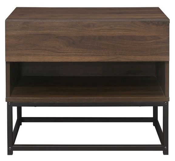Product photograph of Birlea Houston Walnut Effect 1 Drawer Bedside Cabinet from Choice Furniture Superstore.