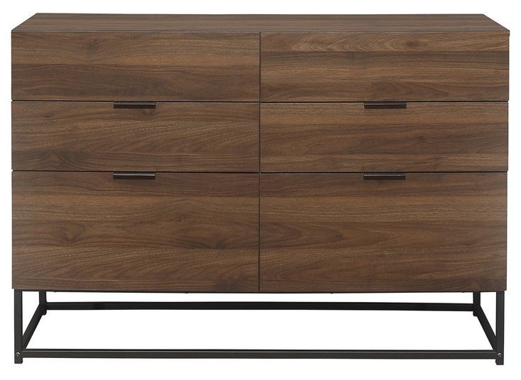 Product photograph of Houston Walnut Wide 6 Drawer Chest from Choice Furniture Superstore.