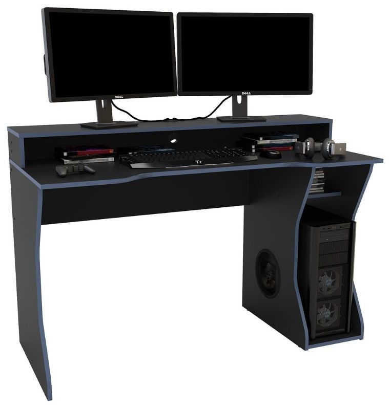 Product photograph of Enzo Black And Blue Gaming Desk from Choice Furniture Superstore.