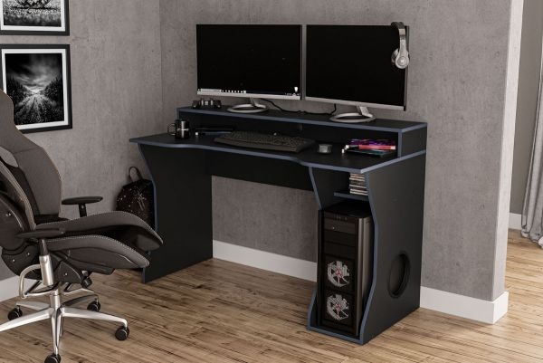 Product photograph of Enzo Black And Blue Gaming Desk from Choice Furniture Superstore.