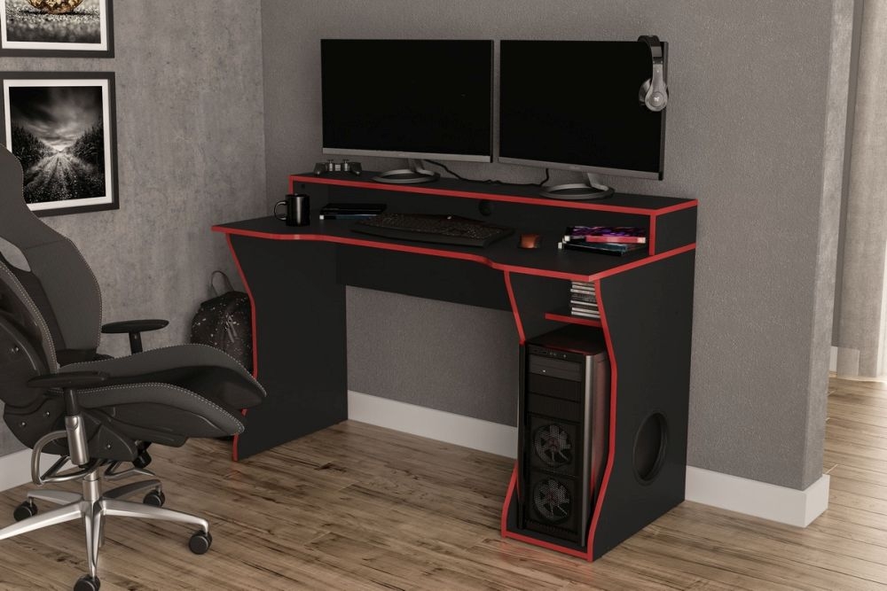 Product photograph of Enzo Black And Red Gaming Desk from Choice Furniture Superstore.