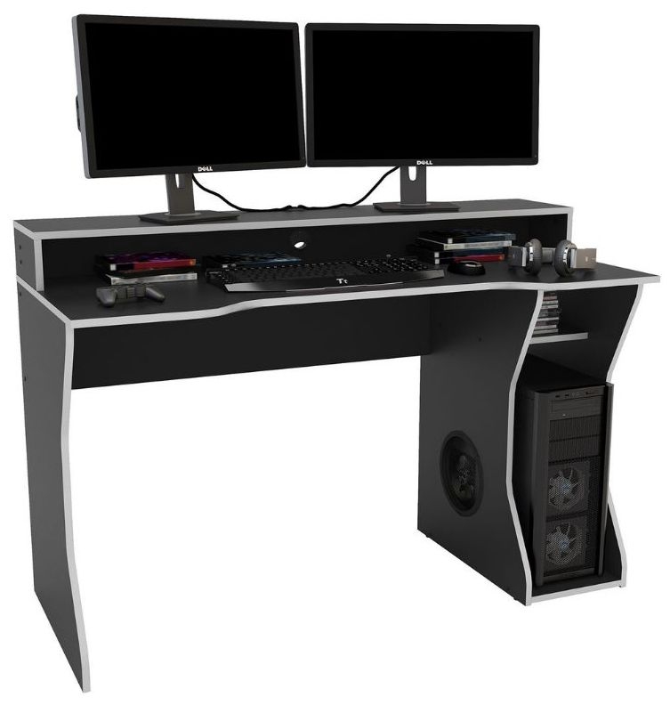 Product photograph of Enzo Black And Silver Gaming Desk from Choice Furniture Superstore.