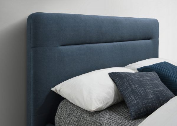 Product photograph of Finn Steel Blue Fabric Bed - Sizes Available from Choice Furniture Superstore.