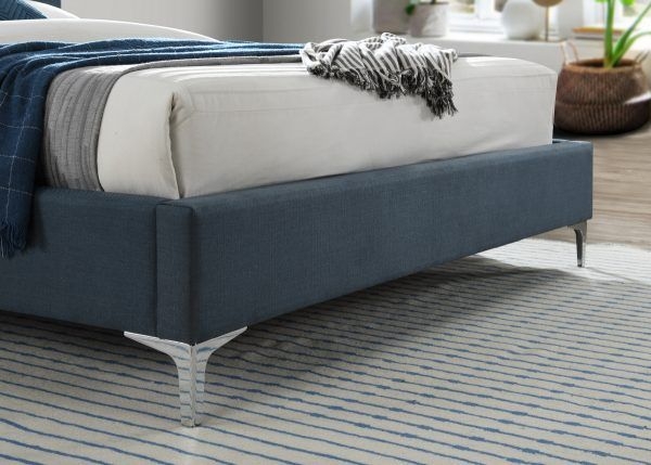 Product photograph of Finn Steel Blue Fabric Bed from Choice Furniture Superstore.