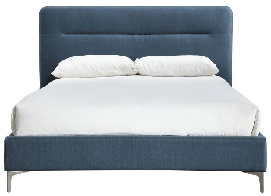 Product photograph of Finn Steel Blue Fabric Bed - Sizes Available from Choice Furniture Superstore.