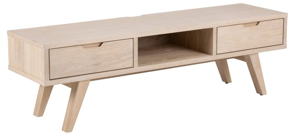 Product photograph of Anvik Oak 2 Drawer Tv Unit For Tv Upto 59 Inch With Storage from Choice Furniture Superstore.