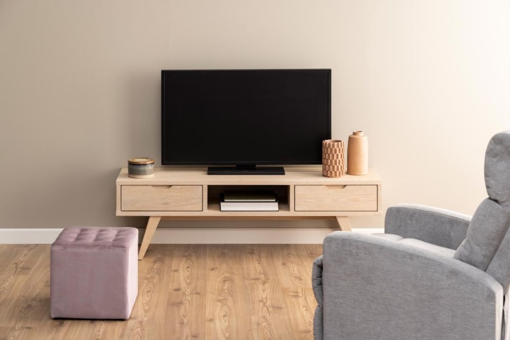 Anvik Oak 2 Drawer TV Unit for TV upto 59 inch with Storage