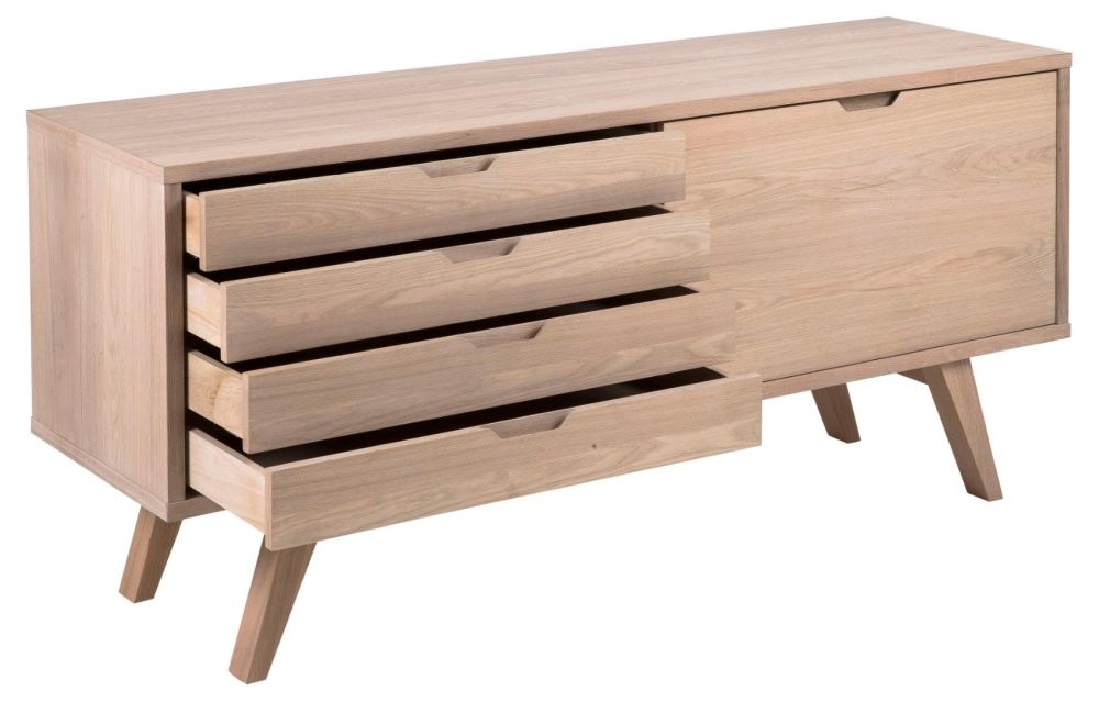 Product photograph of Anvik Oak 1 Door 4 Drawer Wide Sideboard from Choice Furniture Superstore.