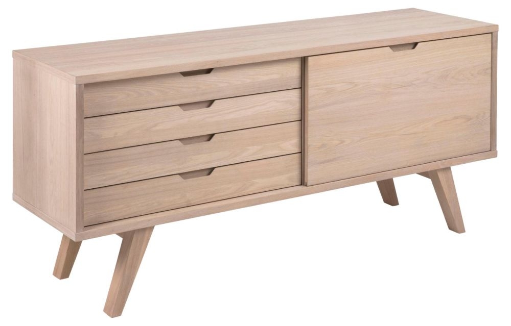 Product photograph of Anvik Oak 1 Door 4 Drawer Wide Sideboard from Choice Furniture Superstore.
