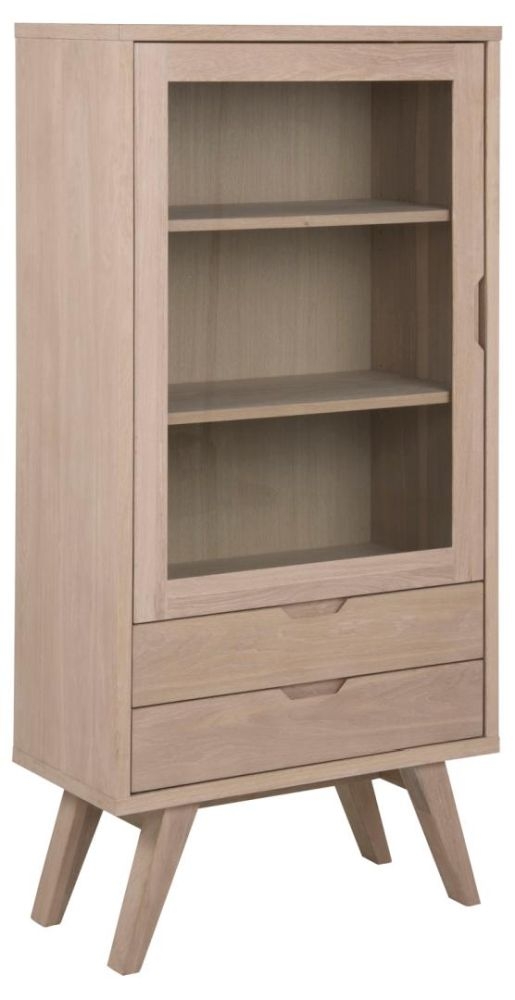 Product photograph of Anvik Oak 1 Door 2 Drawer Display Cabinet from Choice Furniture Superstore.
