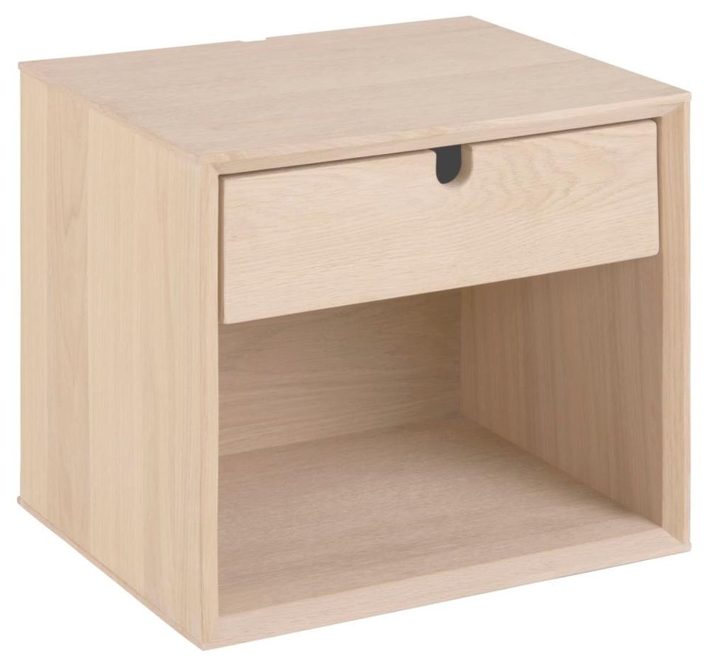 Product photograph of Clancy Oak 1 Drawer Wall Bedside Cabinet - Tall from Choice Furniture Superstore.