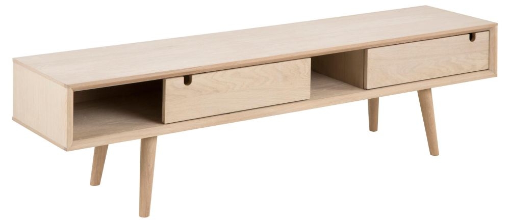 Product photograph of Clancy Oak 2 Drawer Tv Unit For Tv Upto 64 Inch With Storage from Choice Furniture Superstore.