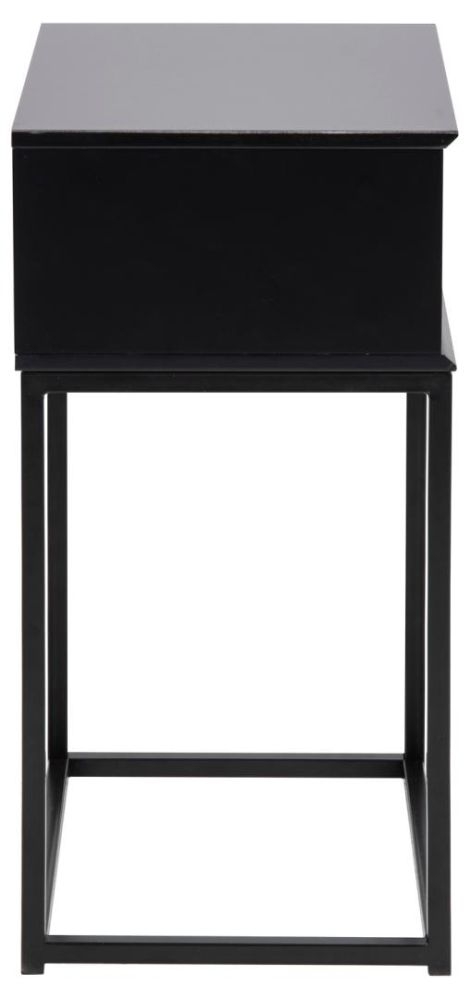 Product photograph of Mesilla Black 1 Drawer Bedside Table from Choice Furniture Superstore.