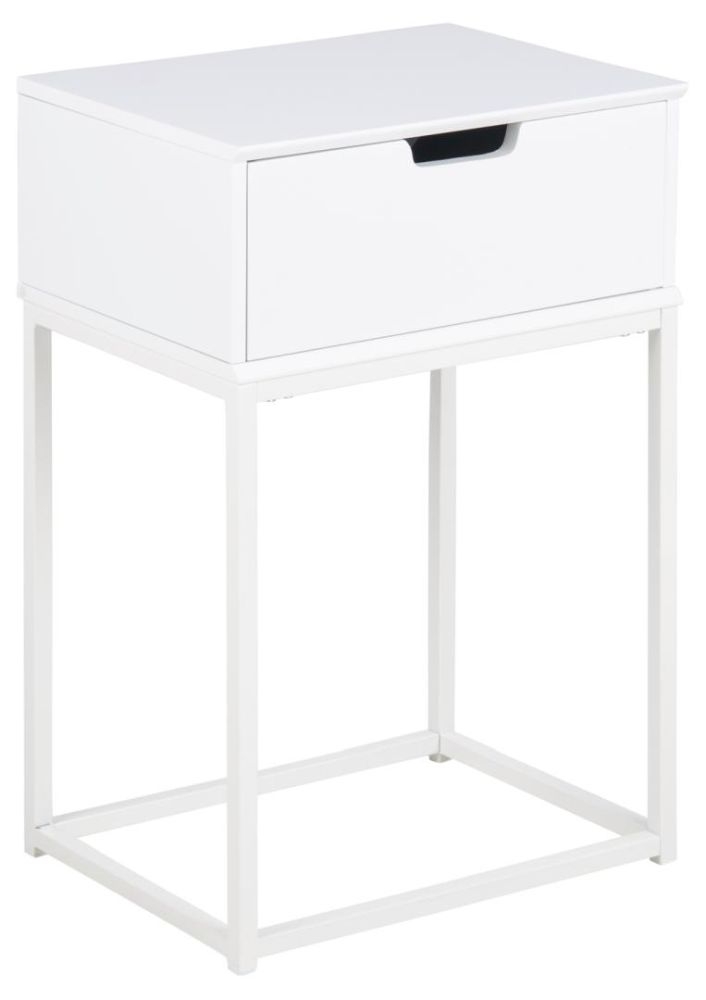 Product photograph of Mesilla White 1 Drawer Bedside Table from Choice Furniture Superstore.