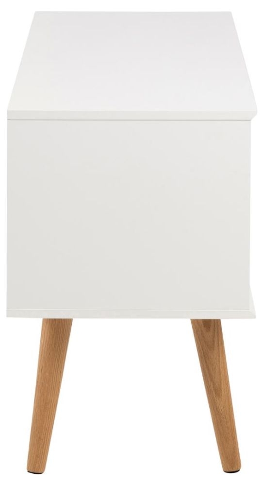 Product photograph of Mesilla White 2 Door Wide Sideboard With Oak Legs from Choice Furniture Superstore.