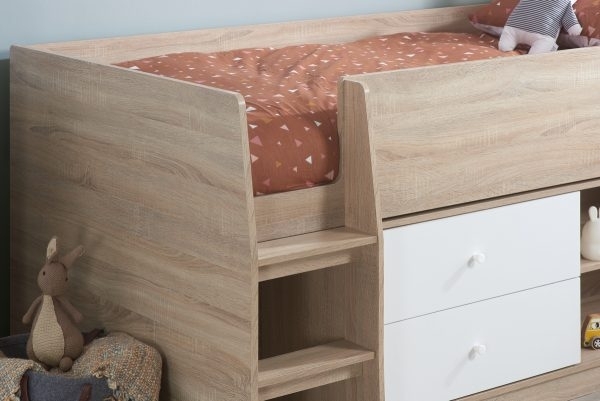 Product photograph of Birlea Leyton White And Oak 3ft Cabin Bed from Choice Furniture Superstore.