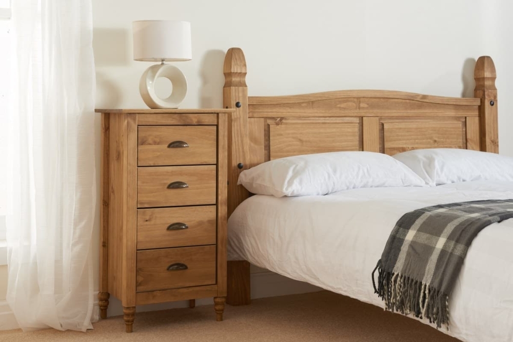 Product photograph of Birlea Corona Pine High Foot End 4ft 6in Double Bed from Choice Furniture Superstore.