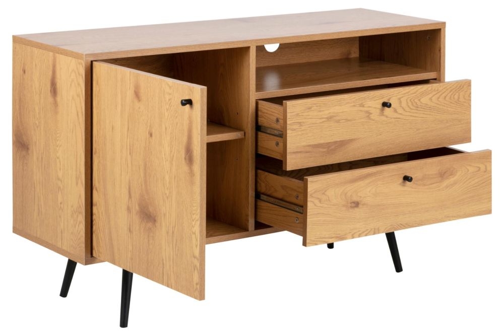 Product photograph of Welby Wild Oak 1 Door 2 Drawer Sideboard from Choice Furniture Superstore.
