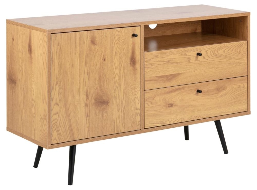 Product photograph of Welby Wild Oak 1 Door 2 Drawer Sideboard from Choice Furniture Superstore.