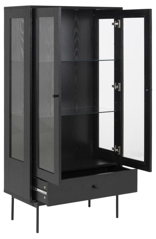 Product photograph of Avilla Black 2 Door Display Cabinet from Choice Furniture Superstore.