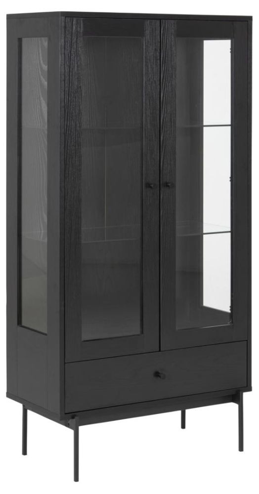 Product photograph of Avilla Black 2 Door Display Cabinet from Choice Furniture Superstore.