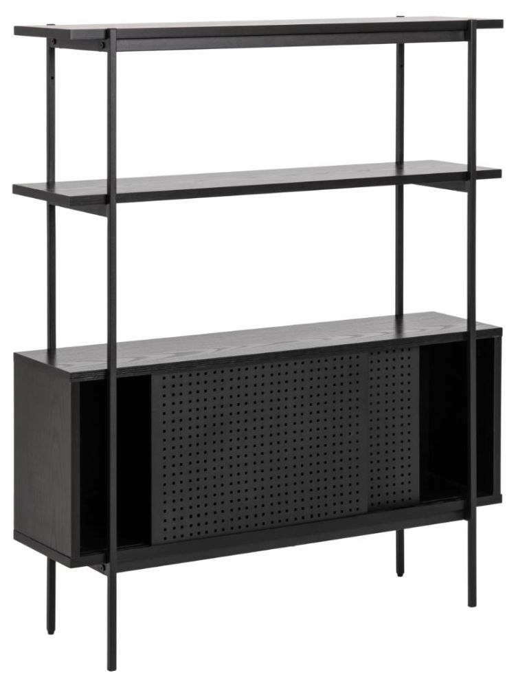Product photograph of Avilla Black 2 Sliding Door Bookcase from Choice Furniture Superstore.