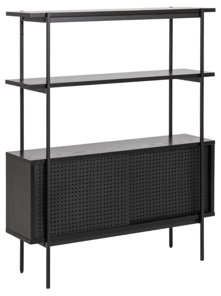 Product photograph of Avilla Black 2 Sliding Door Bookcase from Choice Furniture Superstore.