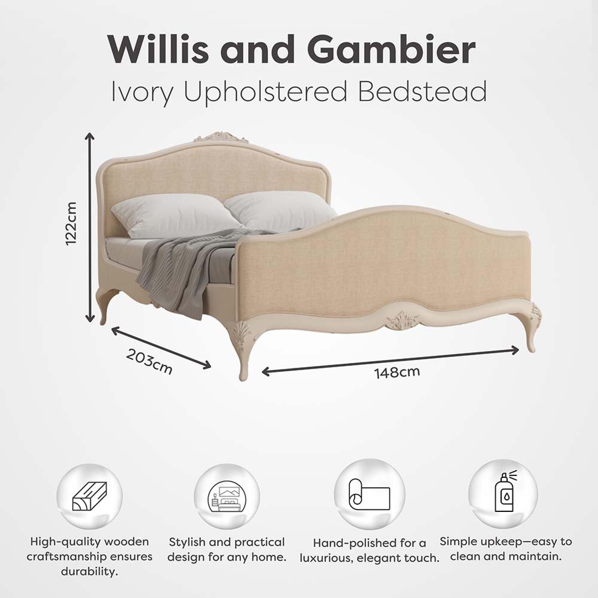 Product photograph of Willis And Gambier Ivory Upholstered Bedstead - Sizes Available from Choice Furniture Superstore.