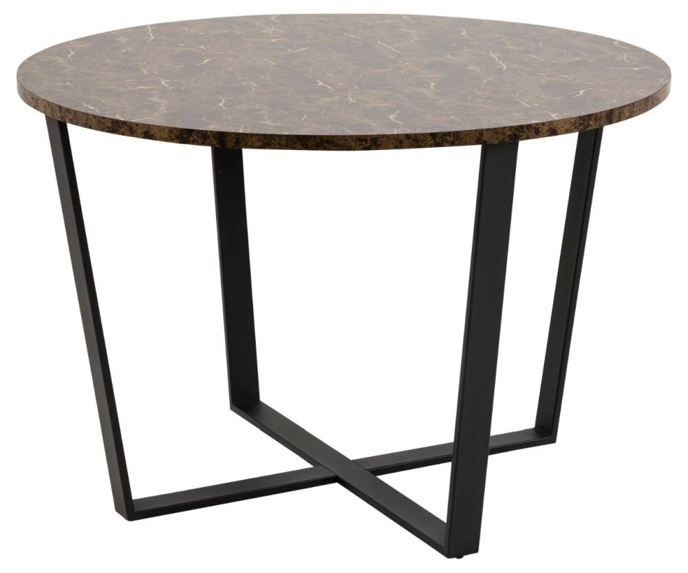 Product photograph of Alsey Brown Marble Effect 4 Seater Round Dining Table from Choice Furniture Superstore.