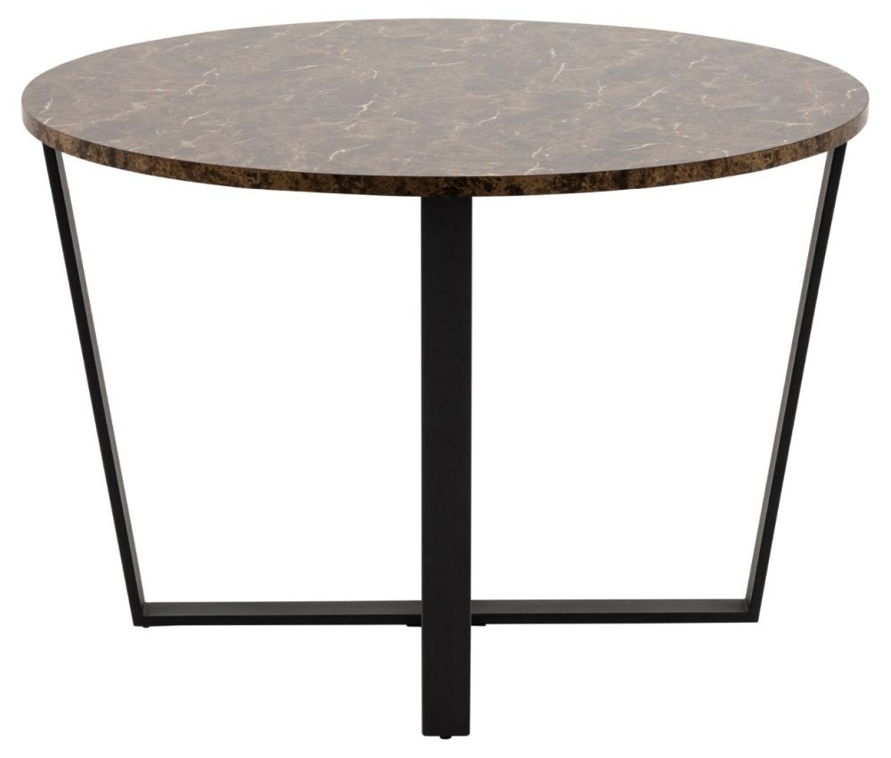 Product photograph of Alsey Brown Marble Effect 4 Seater Round Dining Table from Choice Furniture Superstore.