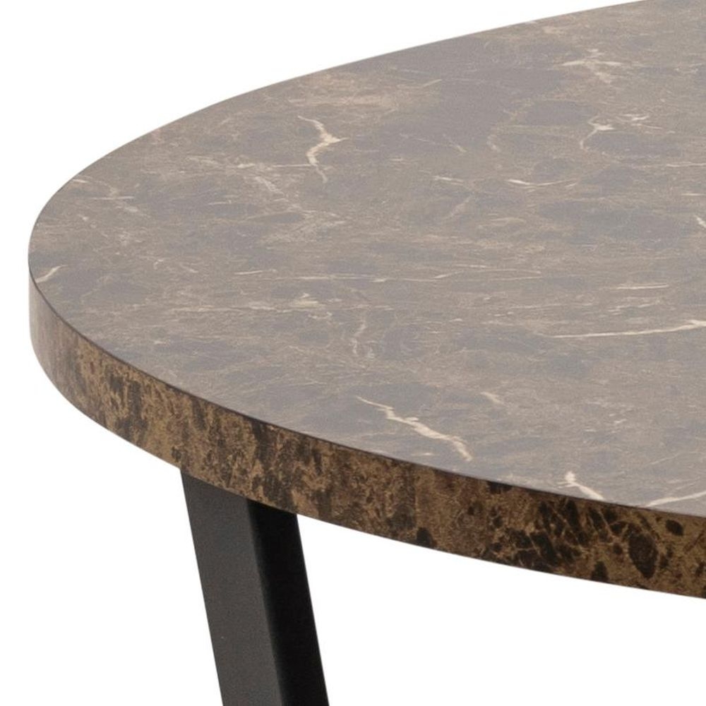 Product photograph of Alsey Brown Marble Effect 4 Seater Round Dining Table from Choice Furniture Superstore.