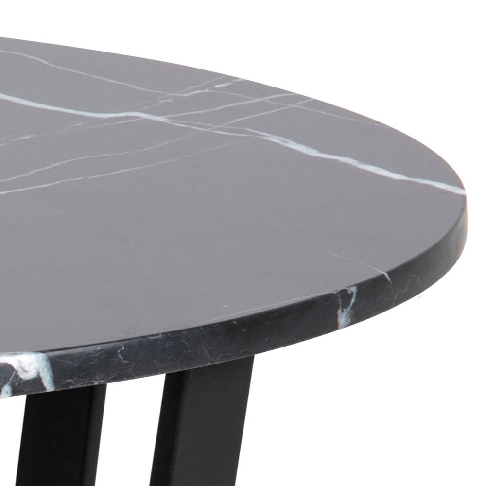 Product photograph of Alsey Black Marble Effect Top 2 Seater Round Dining Table - 110cm from Choice Furniture Superstore.