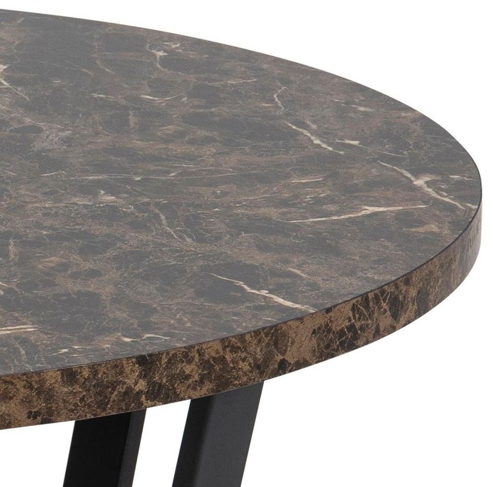 Product photograph of Alsey Brown Marble Effect Round Coffee Table from Choice Furniture Superstore.