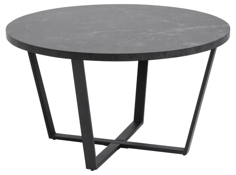 Product photograph of Alsey Marble Effect Top Round Coffee Table from Choice Furniture Superstore.