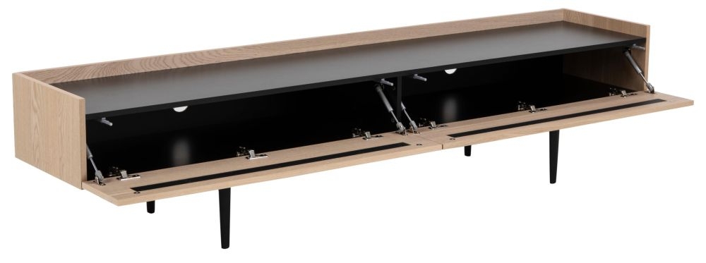 Calio Oak and Black Legs 2 Door TV Unit for TV upto 70 inch with Storage