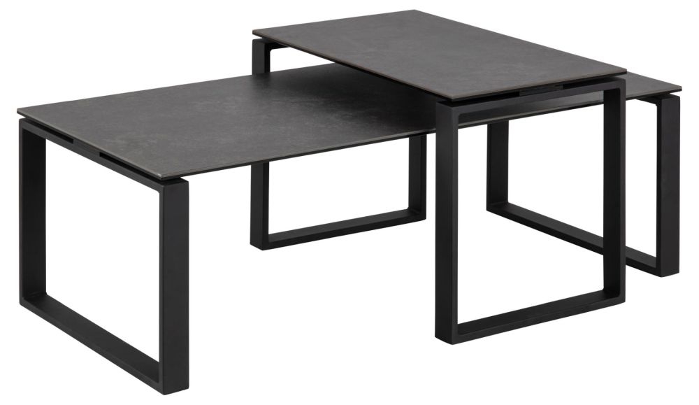 Product photograph of Kiefer Black Ceramic Coffee Table Set Of 2 from Choice Furniture Superstore.