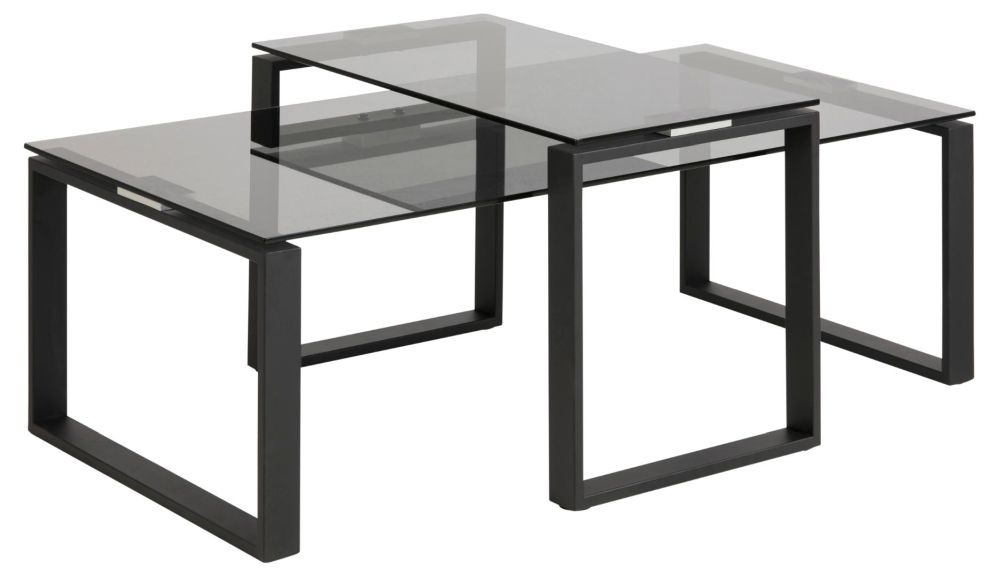 Product photograph of Kiefer Smoked Glass Top Coffee Table Set Of 2 from Choice Furniture Superstore.