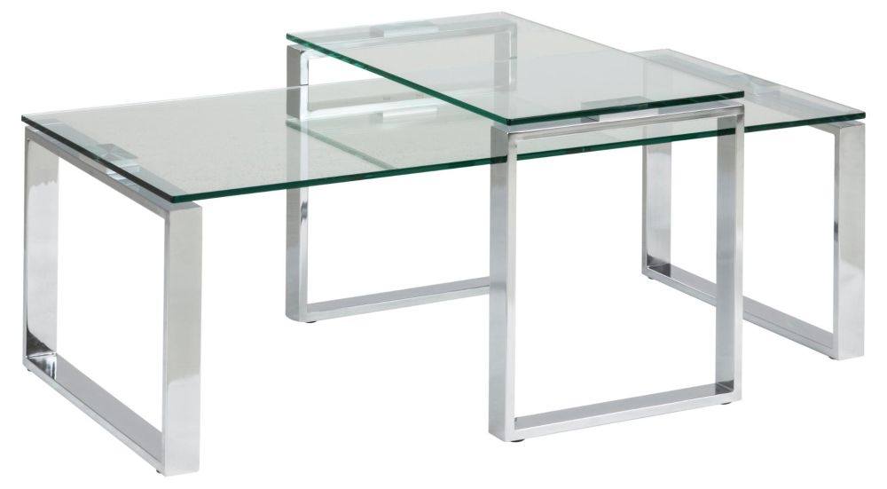 Product photograph of Kiefer Clear Glass Coffee Table Set Of 2 from Choice Furniture Superstore.