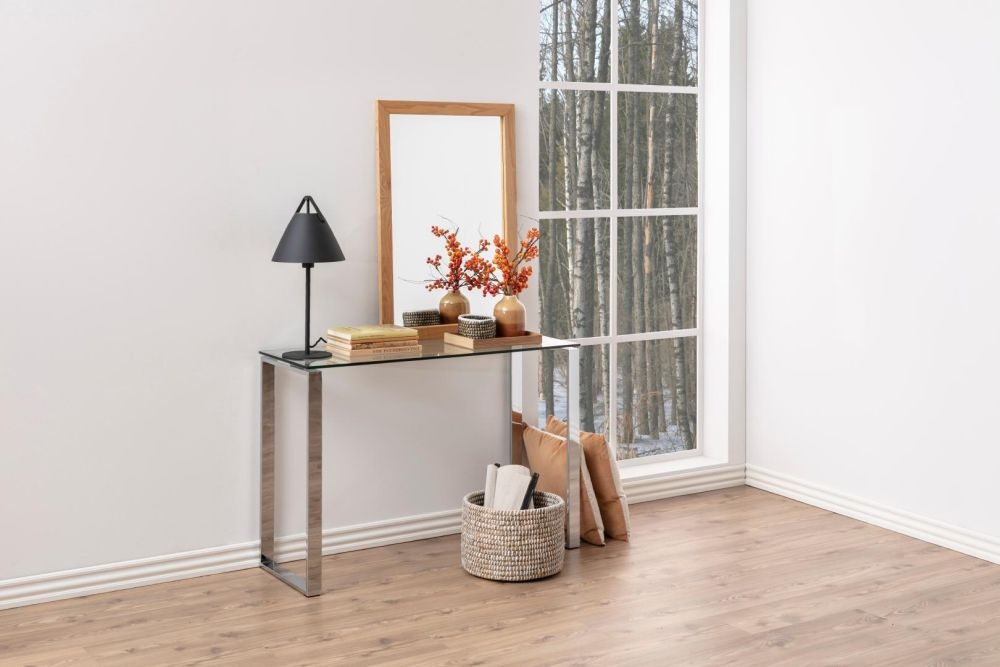 Product photograph of Kiefer Glass Top Console Table from Choice Furniture Superstore.