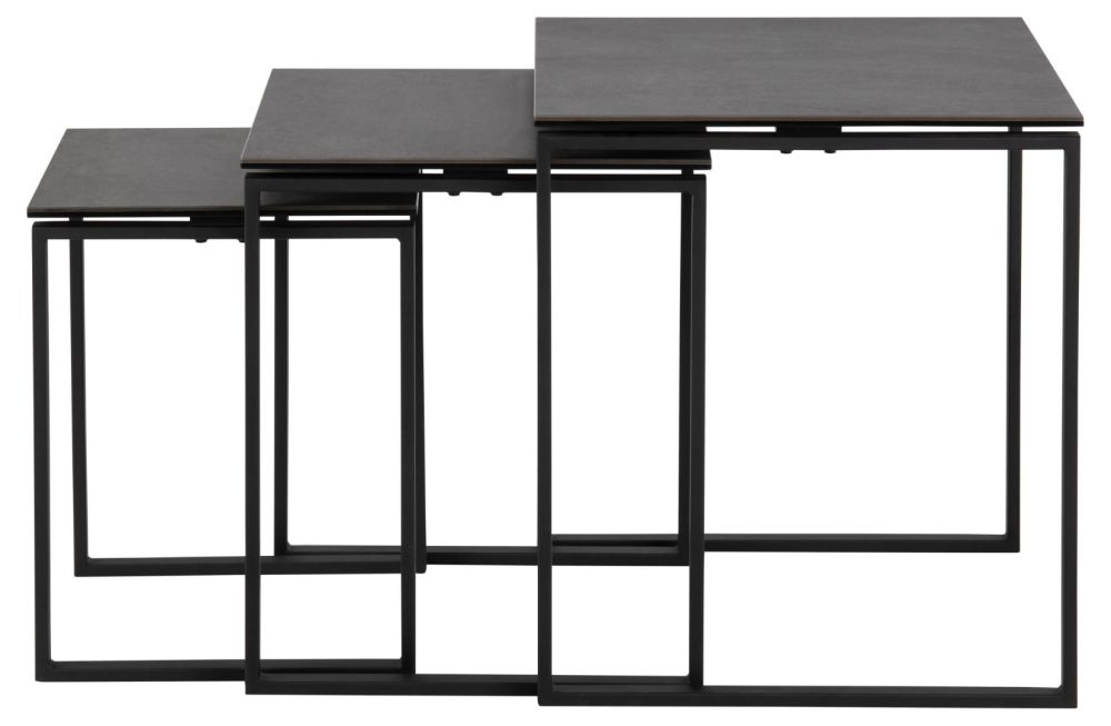 Product photograph of Kiefer Black Ceramic Nest Of 3 Tables from Choice Furniture Superstore.