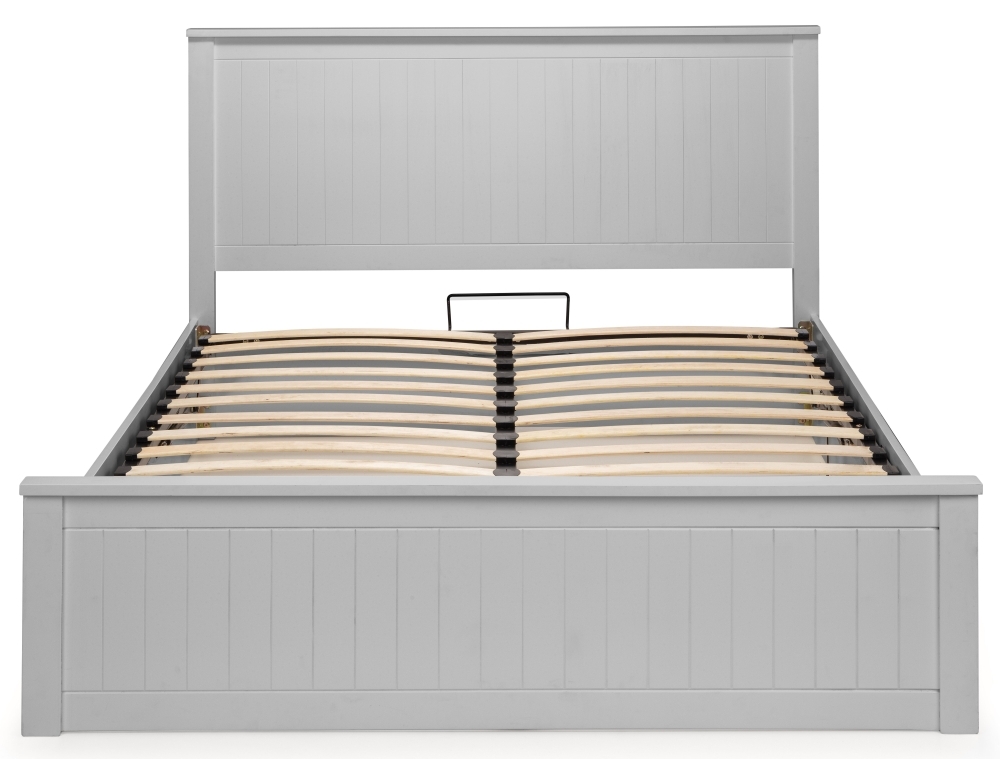 Maine Dove Grey Lacquered Pine Ottoman Storage Bed - Comes in Double and King Size Options